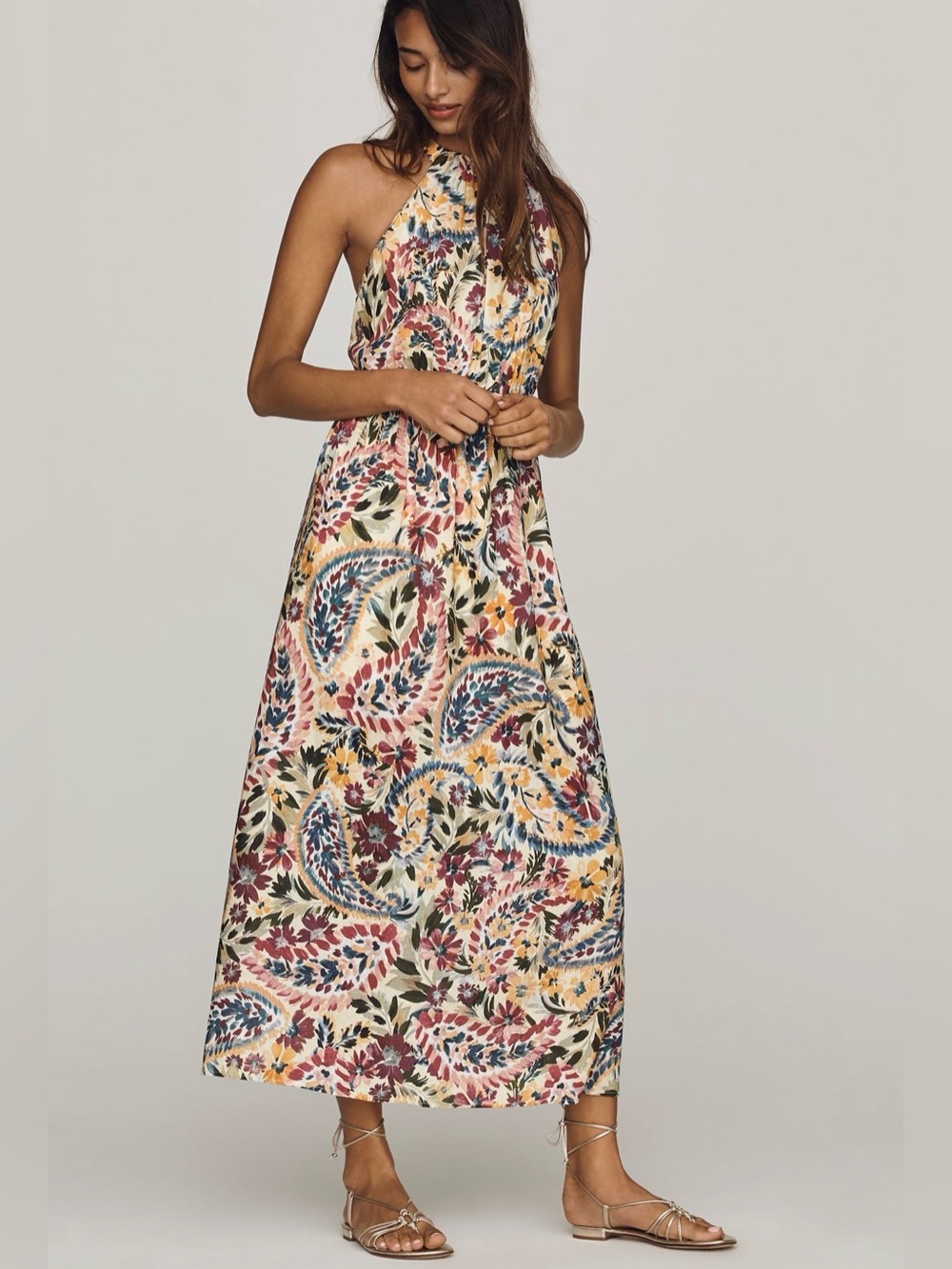 FARM RIO HALTER MAXI DRESS SIZE M NWT